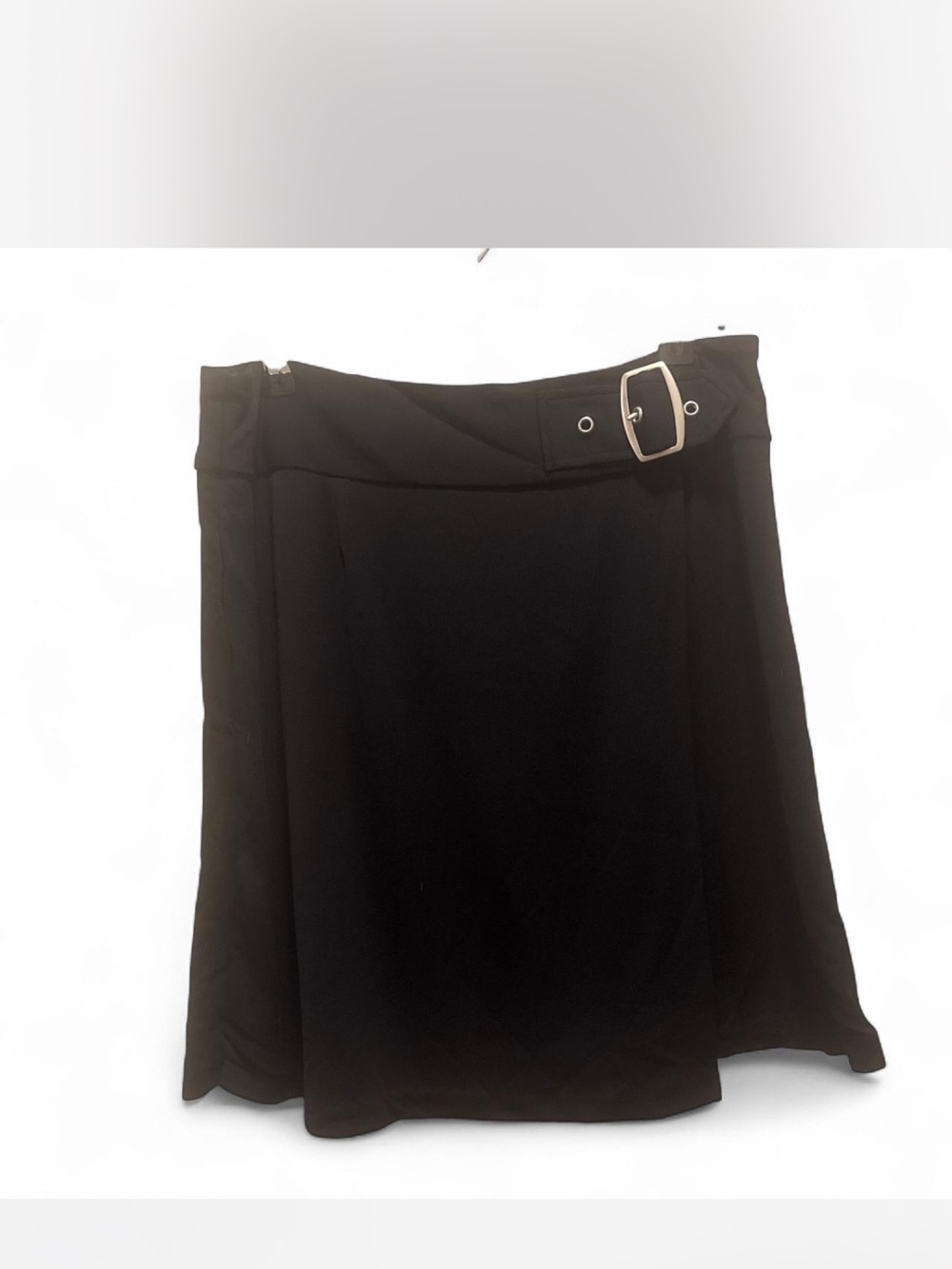 Y2K black mini skirt with silver buckle